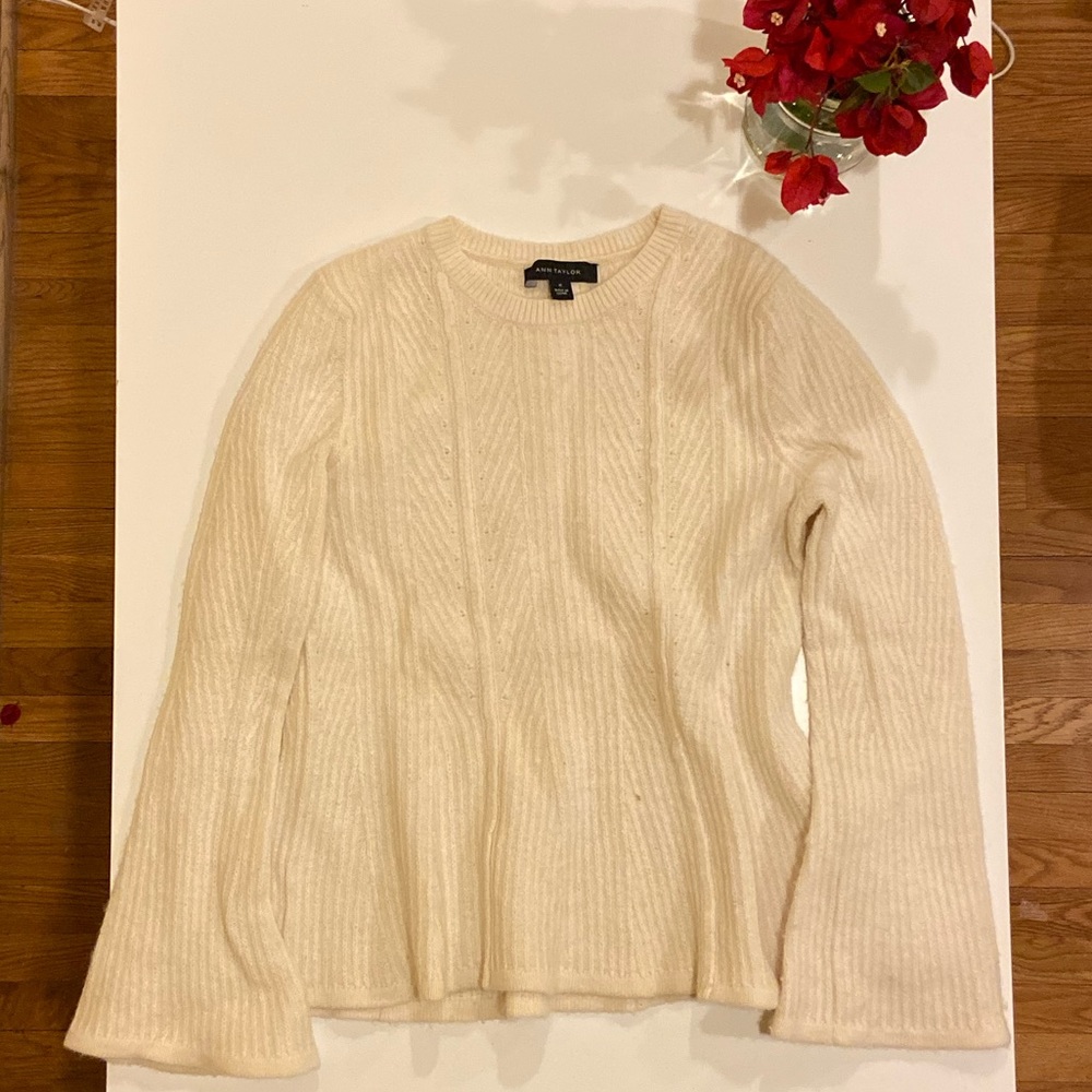 Ann Taylor Ribbed Cream Sweater